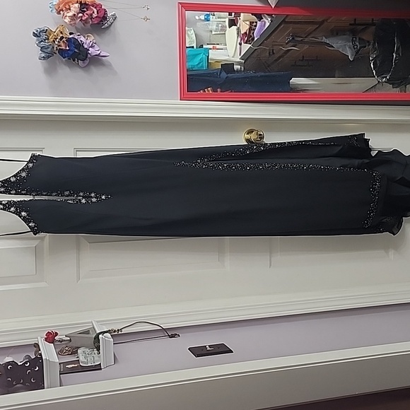 Black beaded prom dress sz 10 - Picture 2 of 16